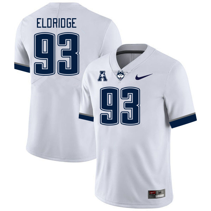 Men #93 Ray Eldridge Connecticut Huskies College Football Jerseys Stitched Sale-White
